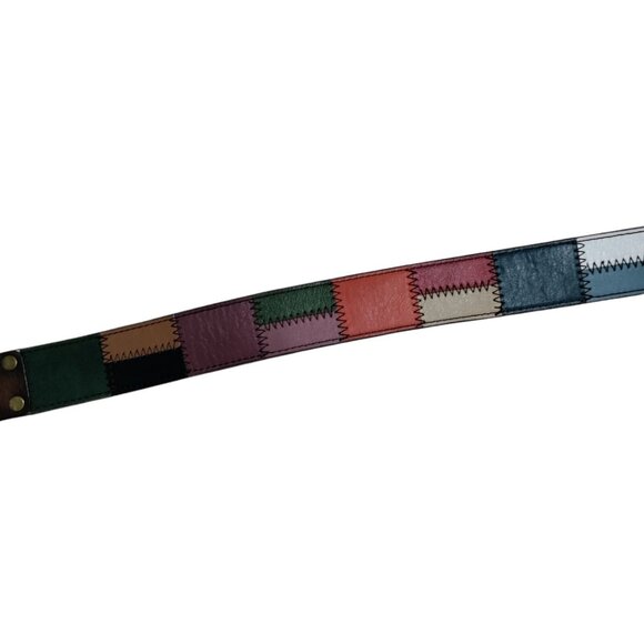 Lucky Brand Patchwork Multicolor Leather Bohemian Belt‎ Sz 28 - Picture 9 of 10